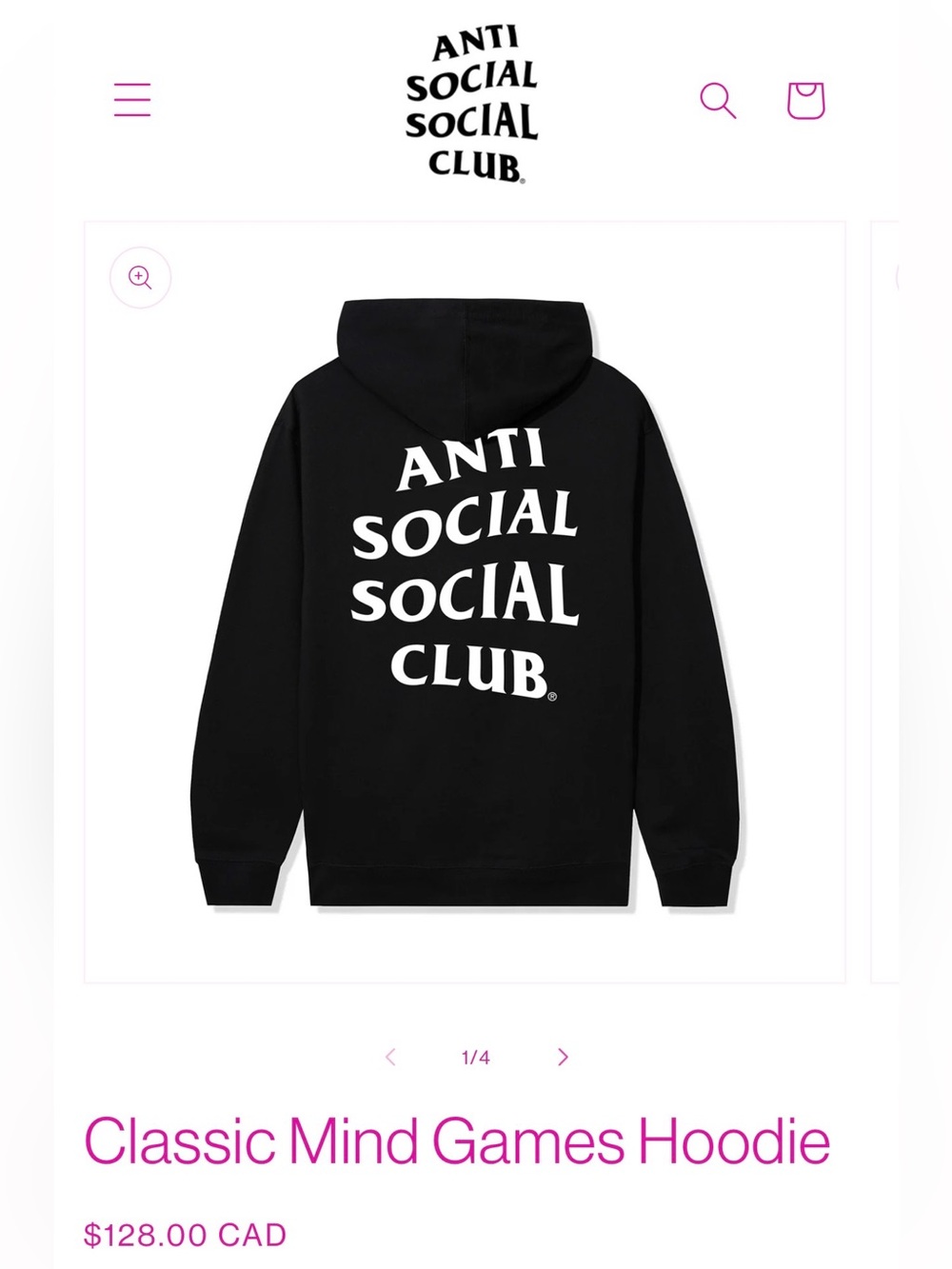 Anti Social Social Club Classic Mind Games Black Hoodie - Size Small - Oversized